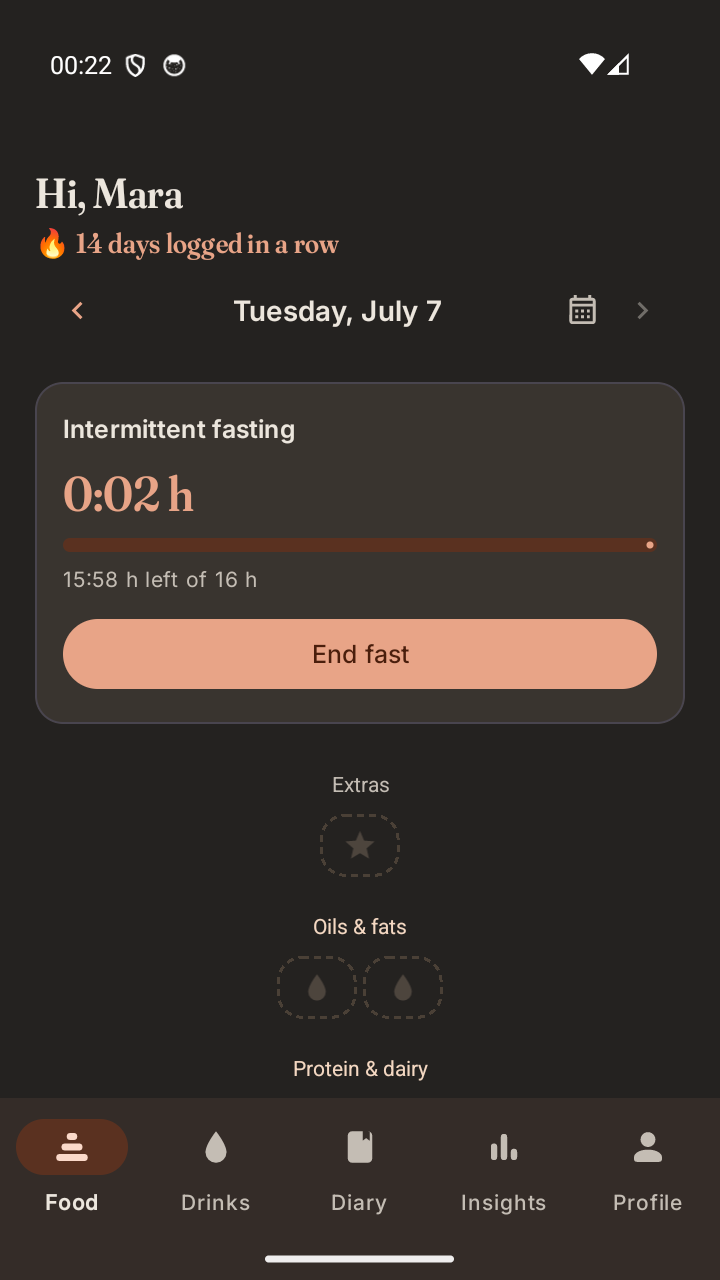 Food pyramid in dark mode